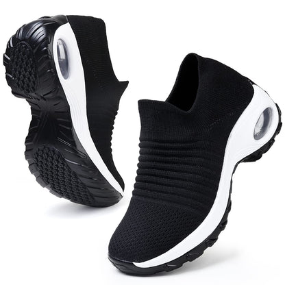 HKR Zapatos para Caminar con Plataforma para Mujer (Negro/Blanco / Talla 10 US)