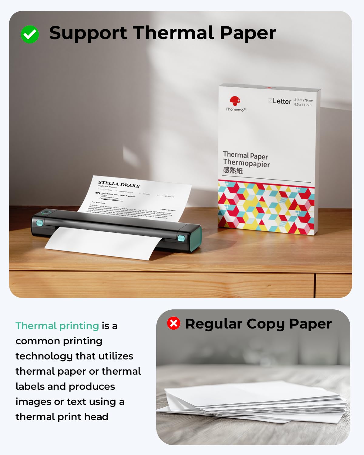 Phomemo Impresora Portátil Inalámbrica M08F (Para Viajes / 8.5"x11" Carta)