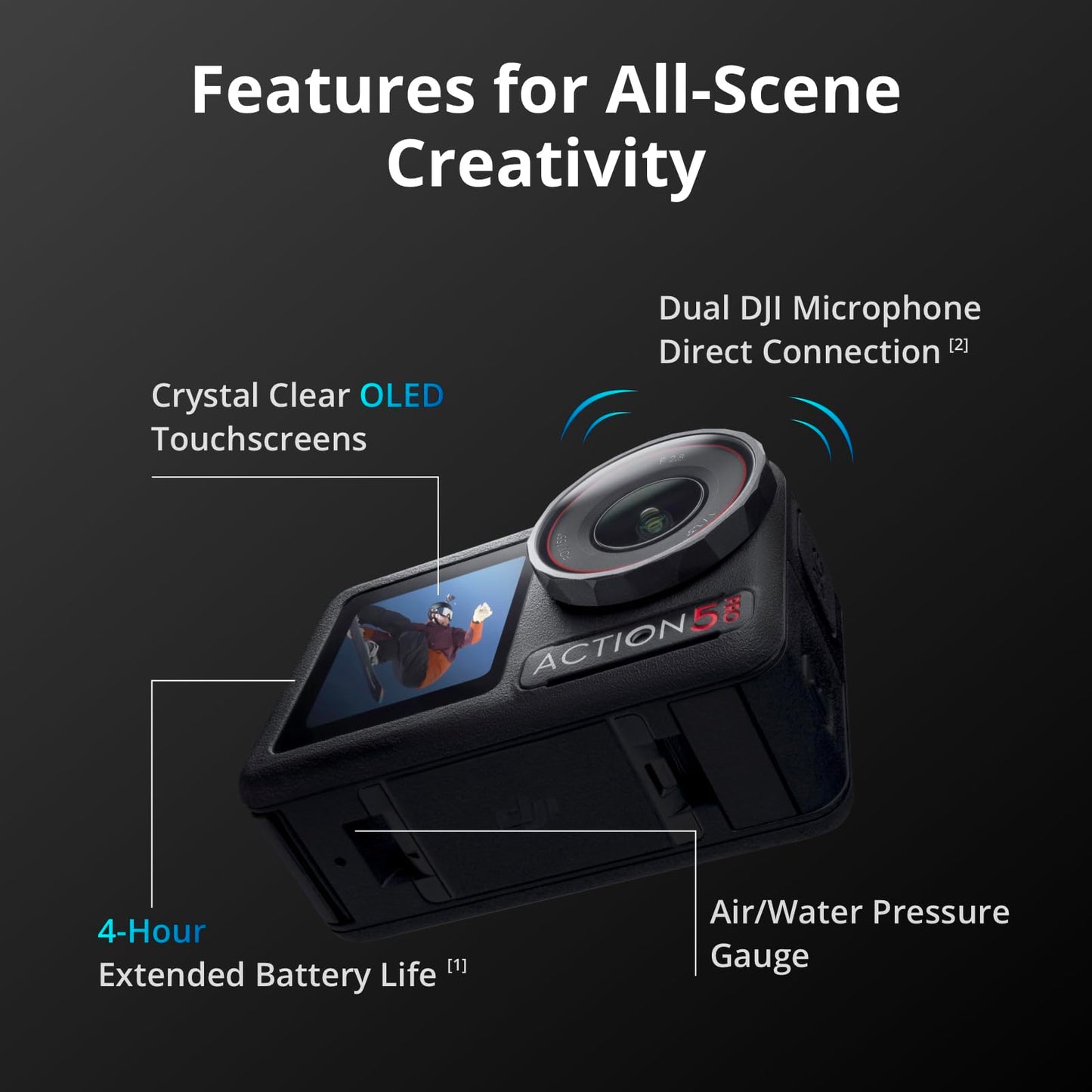 DJI Osmo Action 5 Pro Essential Combo, Waterproof Action Camera with 1/1.3" Sensor, 4K/120fps Video, Subject Tracking, Stabilization, Dual OLED Touchscreens, 47GB Built-in Storage, Vlogging Camera