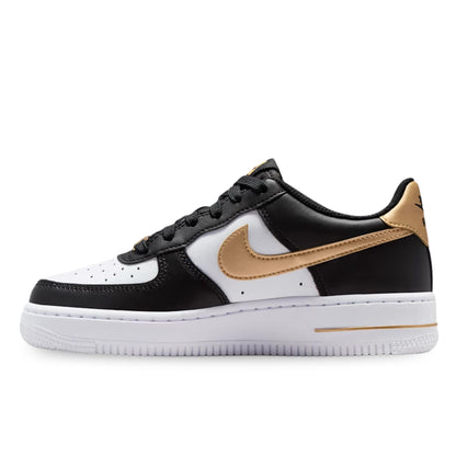 Nike Air Force 1 Big Kids' Shoes (Black/Black/White/Metallic Gold)