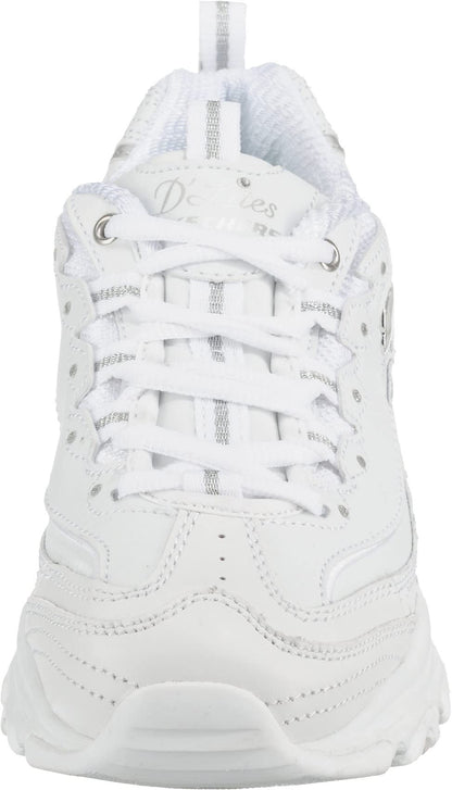 Skechers womens D'lites Fresh Start Memory Foam Lace-up Fashion Sneaker, White