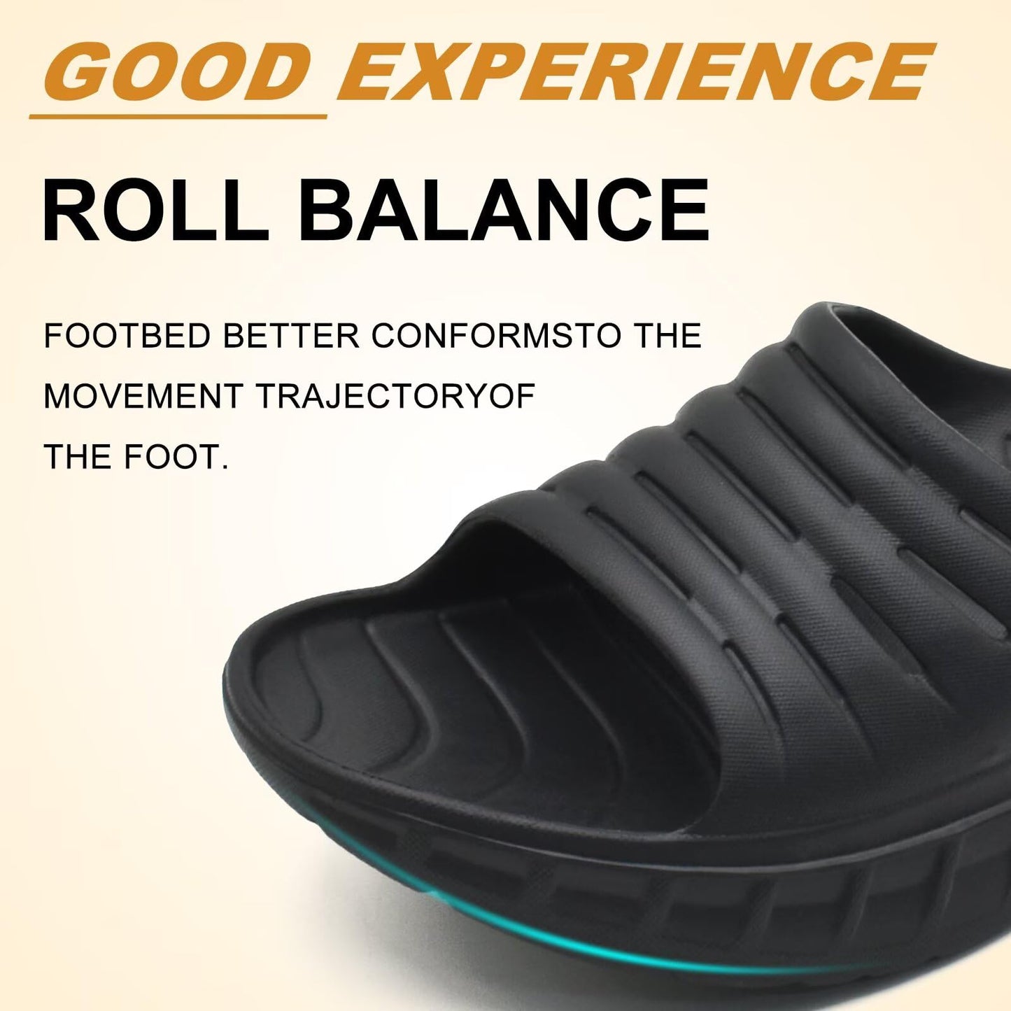 KuaiLu Mens Recovery Sandals Orthotic Arch Support Open Toe Sport Slides Thick Cushion Orthopedic Plantar Fasciitis Slip On Wide Width Summer Pool Beach Waterproof Walking Slippers Black