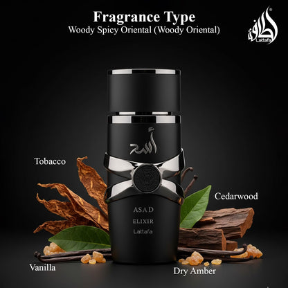 Lattafa Asad Elixir EDP (3.4 Ounce / 100 ml)