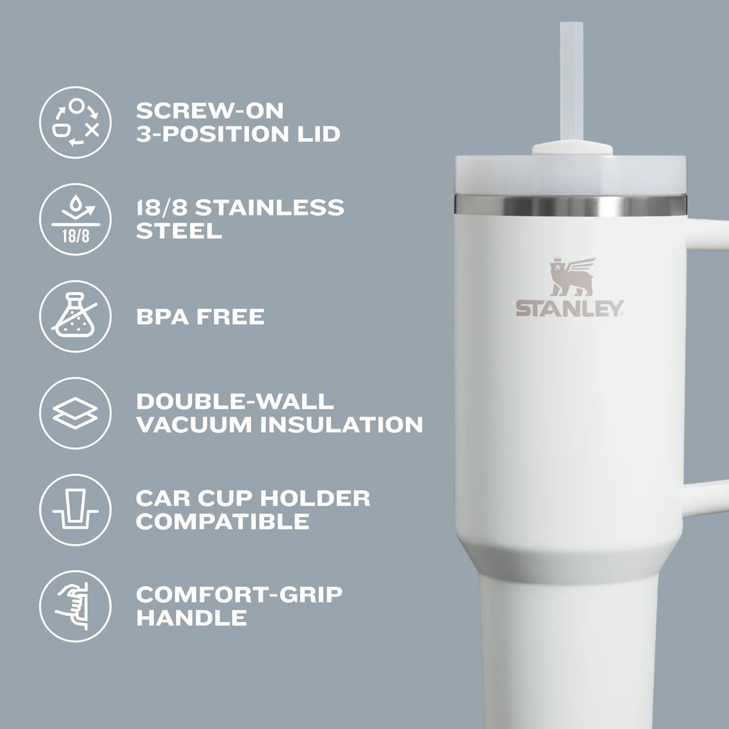 STANLEY Quencher H2.0 Tumbler with Handle and Straw 40 oz | Flowstate 3-Position Lid | Cup Holder Compatible for Travel | Insulated Stainless Steel Cup | BPA-Free | Ponderosa Star