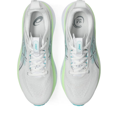 ASICS Men's Gel-Kayano 33 Running Shoes, White/Energy Aqua