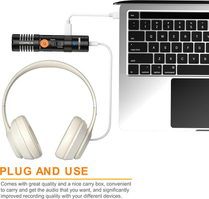 COMICA VM10 PRO Universal Video Microphone - Adjustable Gain, USB C Digital Output, Monitoring - Shotgun Mic for Camera, Smartphone, Tablet, PC - Ideal for Vlogging, Live Streaming, and Recording