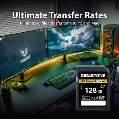 【5-Years Data Recovery】 GIGASTONE 128GB SD Card, 4K Camera Extreme, A2 V30 U3 C10 SDXC Memory Card High Speed, Compatible with Canon Kodak Olympus Digital Camera