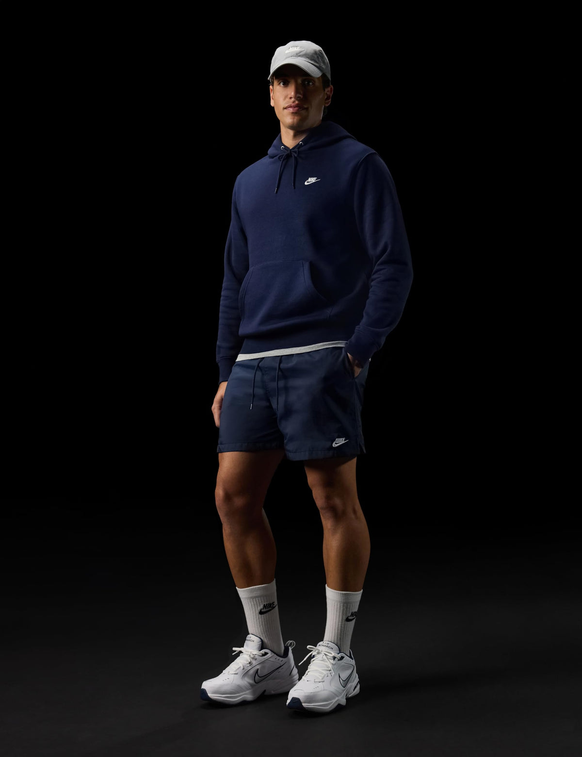 Nike Men's NIKE AIR MONARCH IV (4E) RUNNING SHOES -11; White / Metallic Silver-Midnight Navy