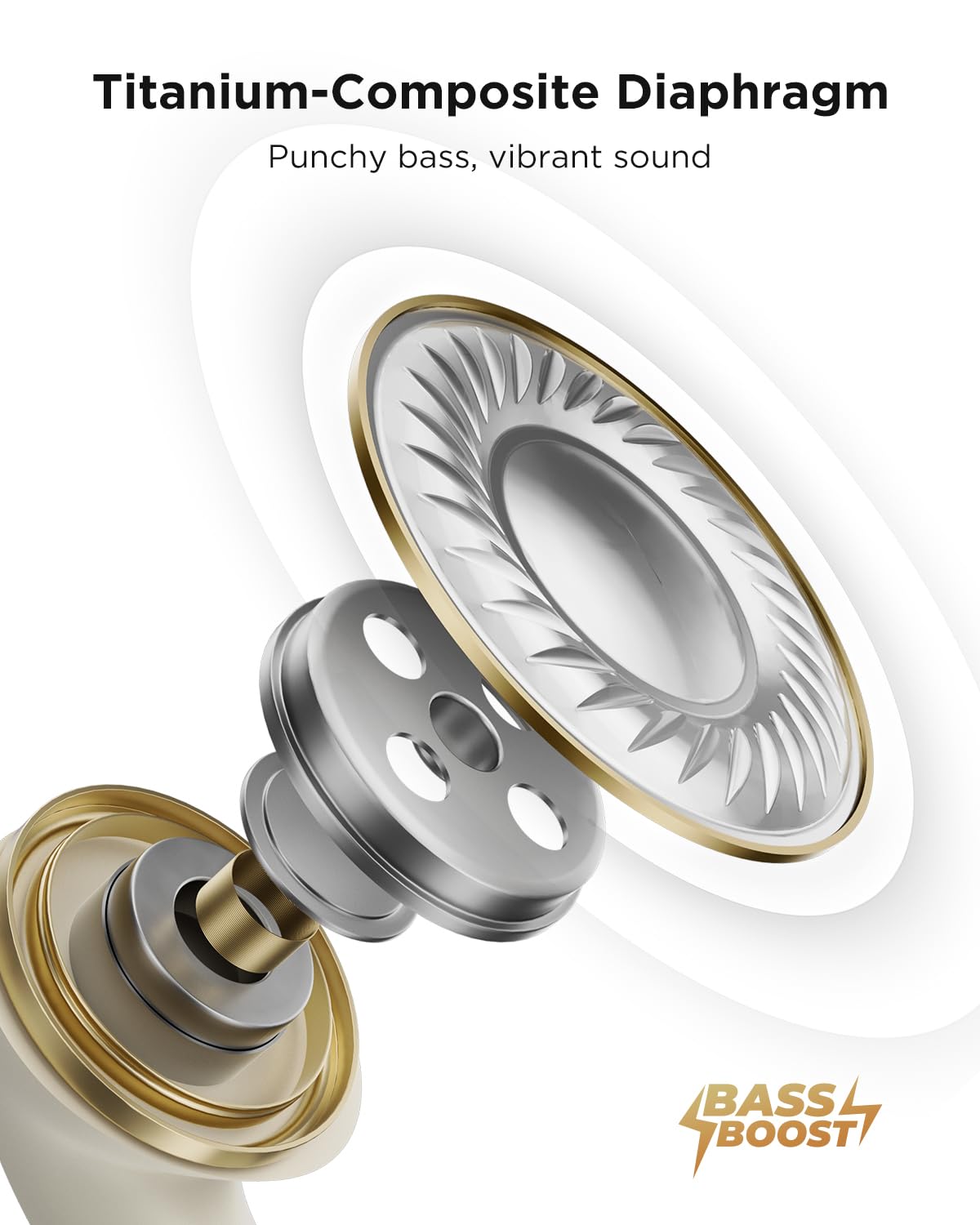 TALIX T30 Noise Cancelling Earbuds with Phone Stand, Punchy Bass, 4-Mic, True Wireless Bluetooth 6.0 in Ear Headphones, 28H Playtime, IPX4(Off-White)