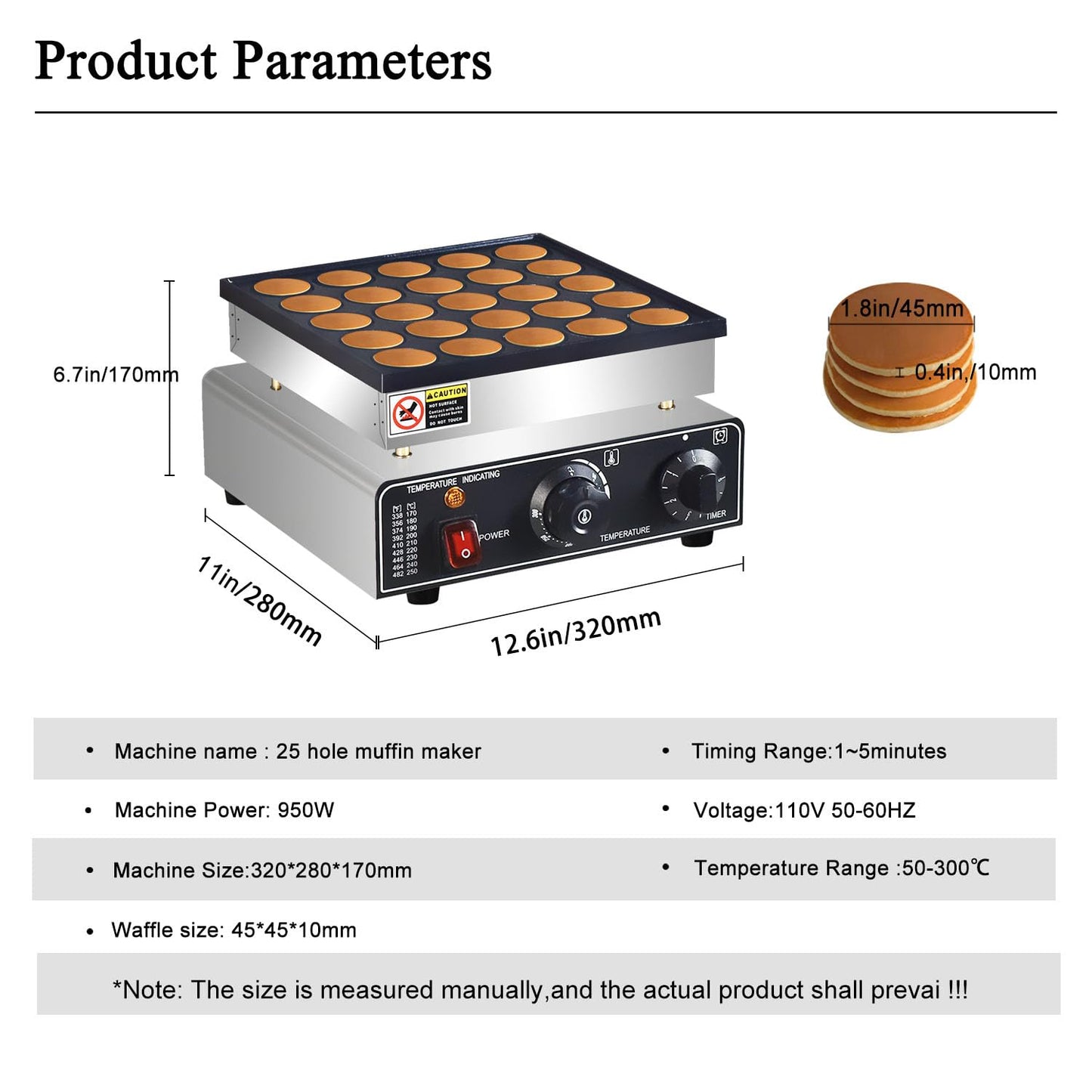 Máquina Comercial para Mini Pancakes (110V / 950W)