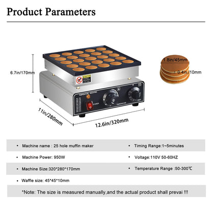 Máquina Comercial para Mini Pancakes (110V / 950W)
