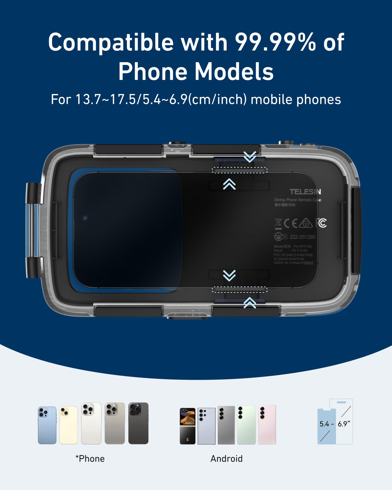 TELESIN Funda Subacuática Universal para Teléfono (Carcasa Impermeable)