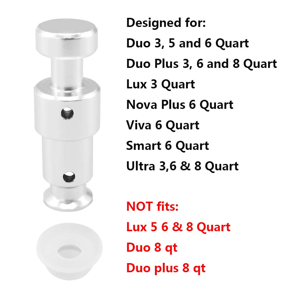 Alamic Replacement Float Valve for Instant Pot Duo 3, 5, 6 Qt, Duo Plus 3, 6 Qt, Ultra 3, 6, 8 Qt, Lux 3 Qt - 2 Float Valves 4 Silicone Caps