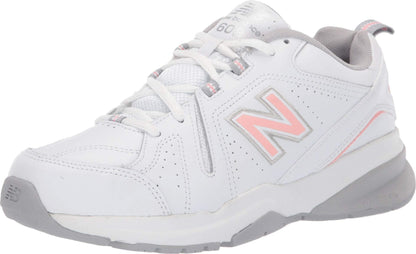 New Balance Women's 608 V5 Casual Comfort Cross Trainer, White/Pink