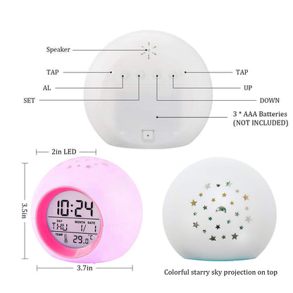 Tarklanda Reloj Despertador para Niños (Proyector de Luna y Estrellas)