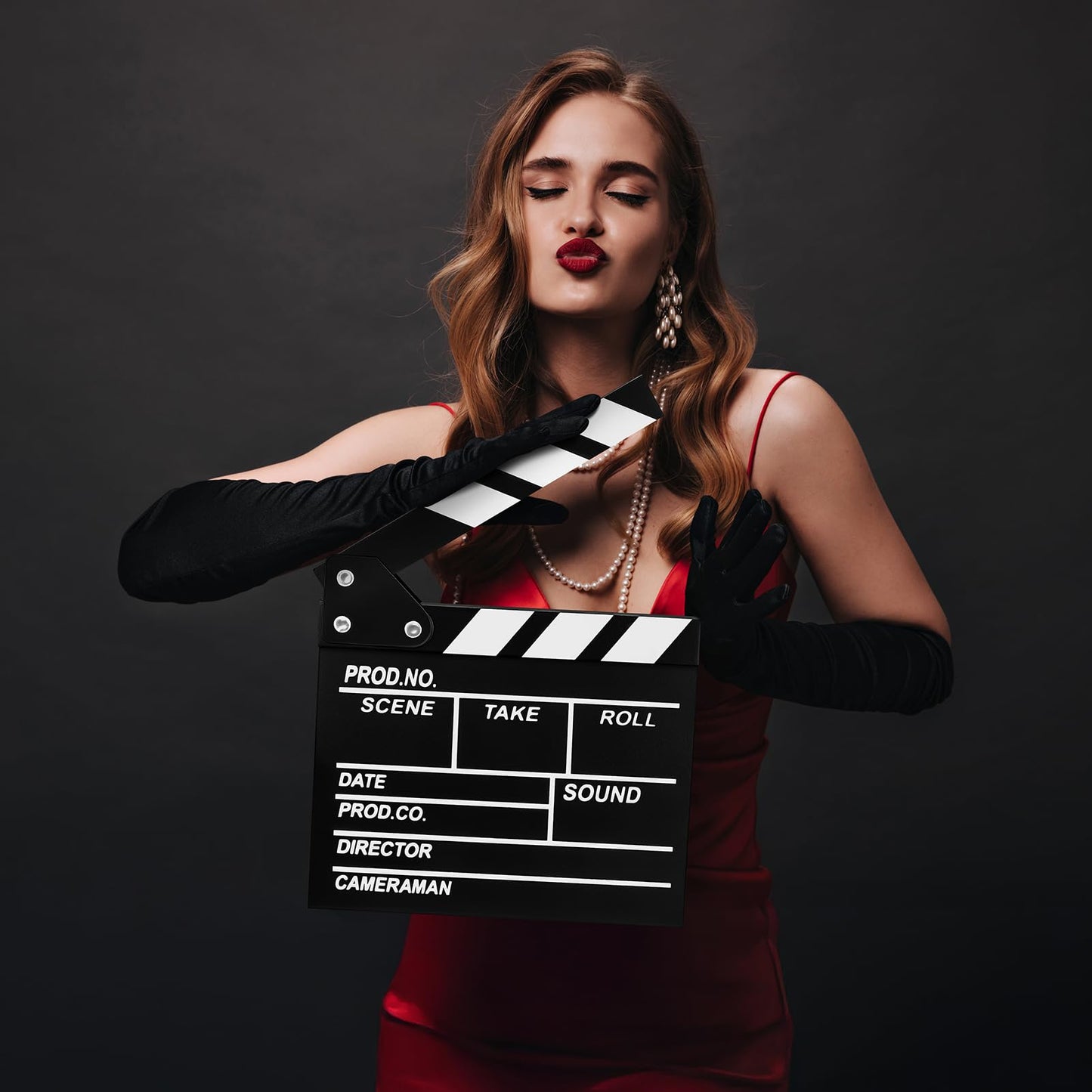 Claquet de Película de Hollywood de Madera (7.8 x 7.5 Pulgadas / Negro)