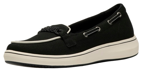 Clarks Women's BreezeSky Bay CloudSteppers Loafer, Black Canvas