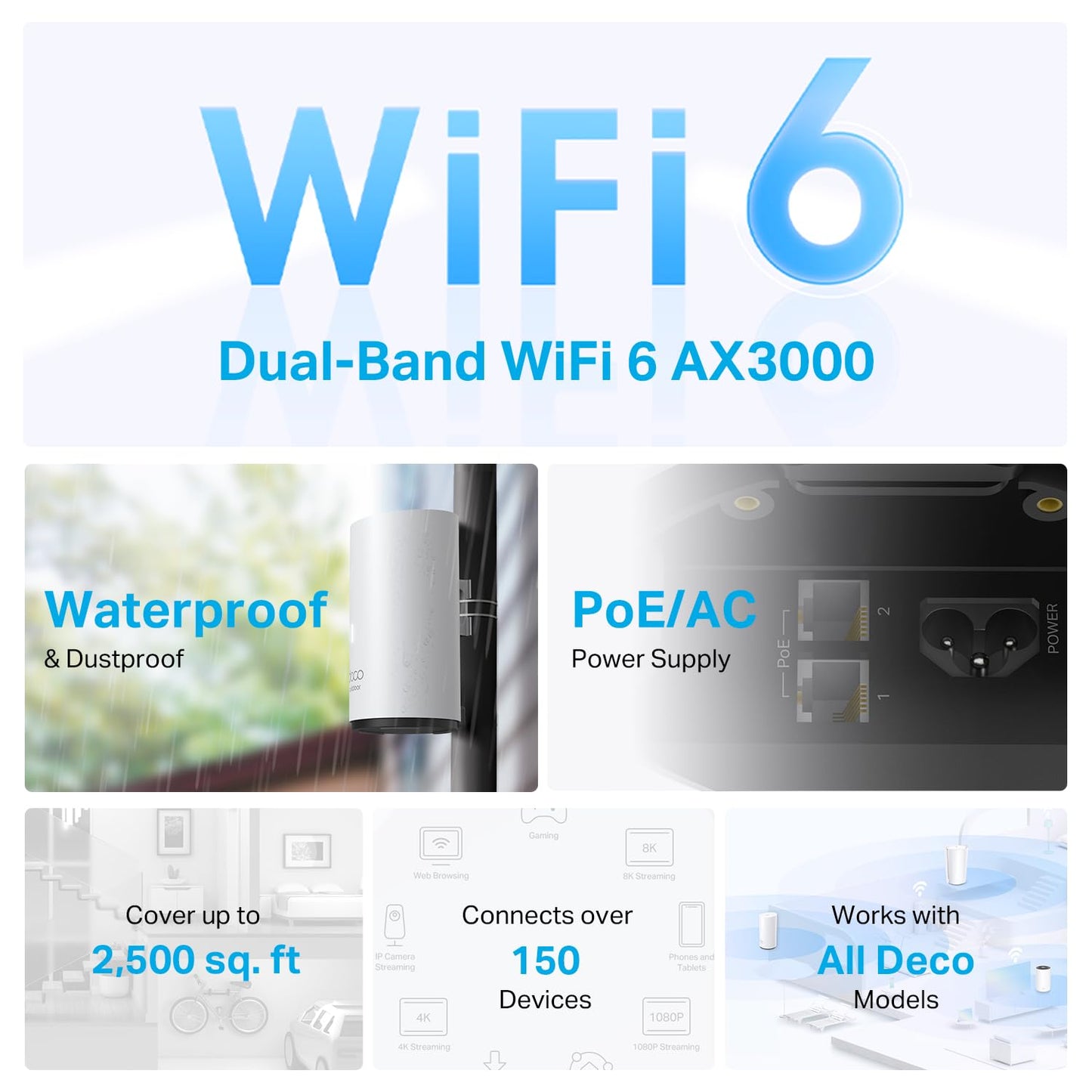 TP-Link Deco Sistema WiFi para Exteriores (Paquete de 1 / Modelo X50-Outdoor)
