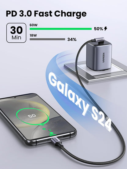 UGREEN Cable USB C en Ángulo Recto de 60W (3.3 pies)