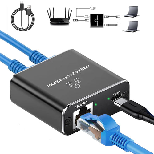 Divisor Ethernet Gigabit 1 a 2 de Alta Velocidad (1000Mbps)