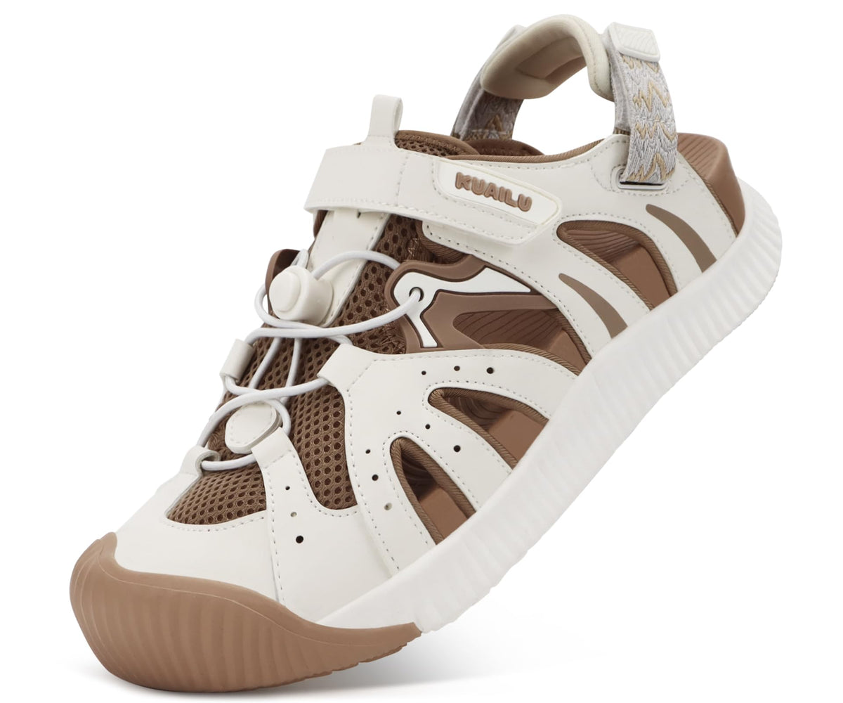 KuaiLu Womens Orthopedic Closed Toe Walking Sandals with Arch Support