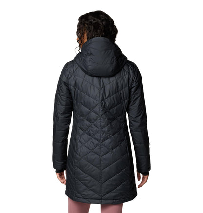 Columbia Chaqueta Acolchada Larga con Capucha para Mujer (Negro / Talla S)