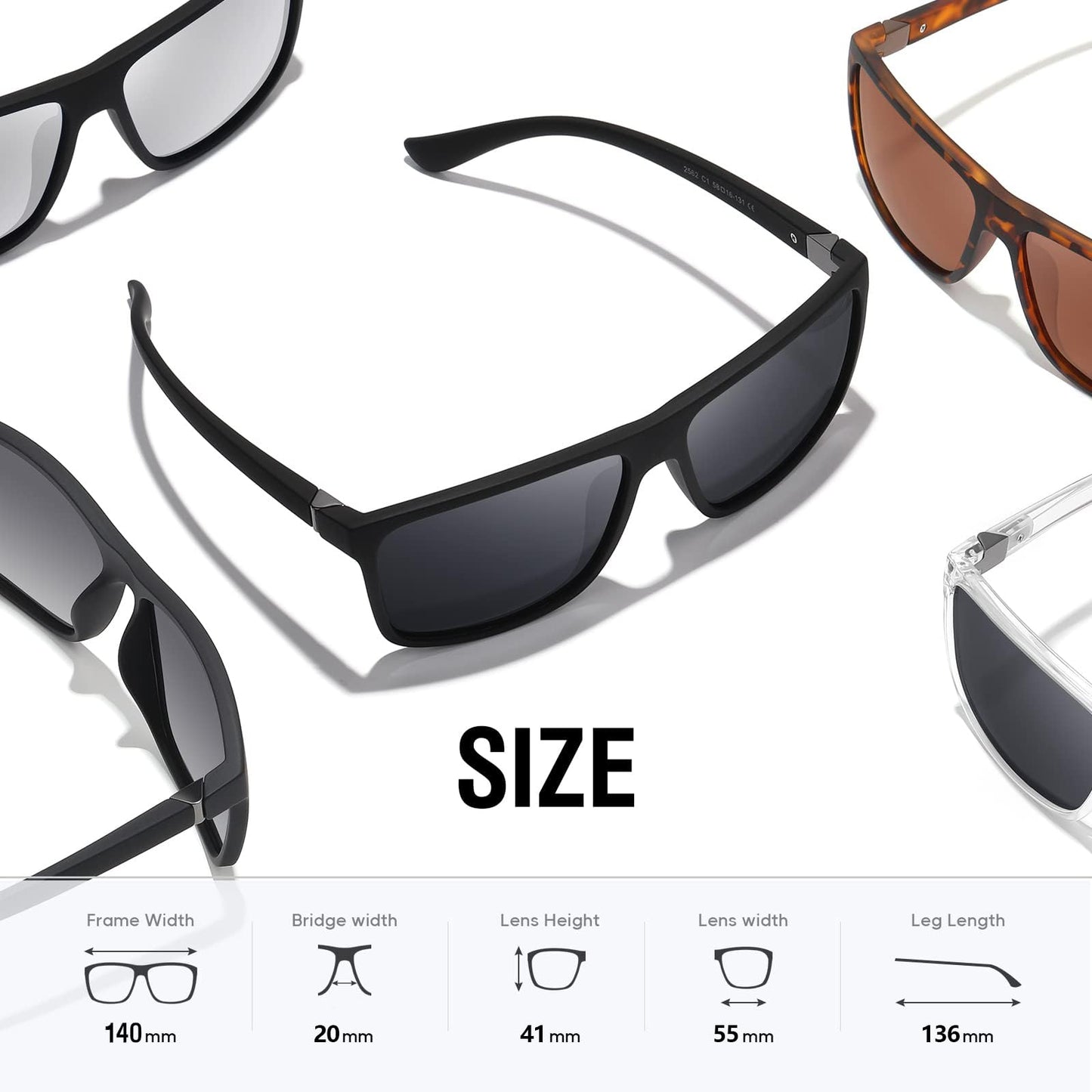 KWHZXGYY Lentes de Sol Polarizados Retro (Negro)