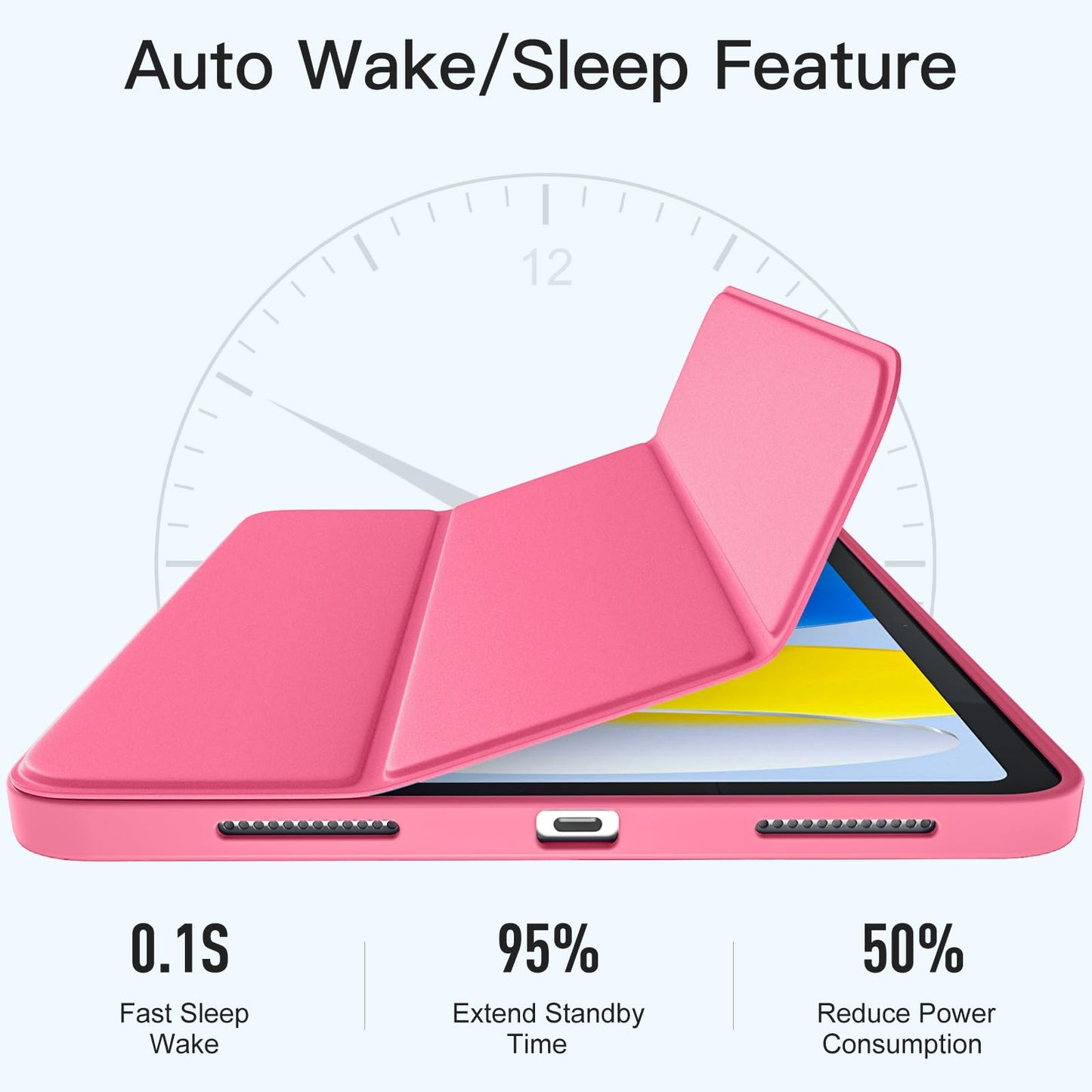 Wenlaty Funda Protectora Plegable para iPad (Rosa Sandía)