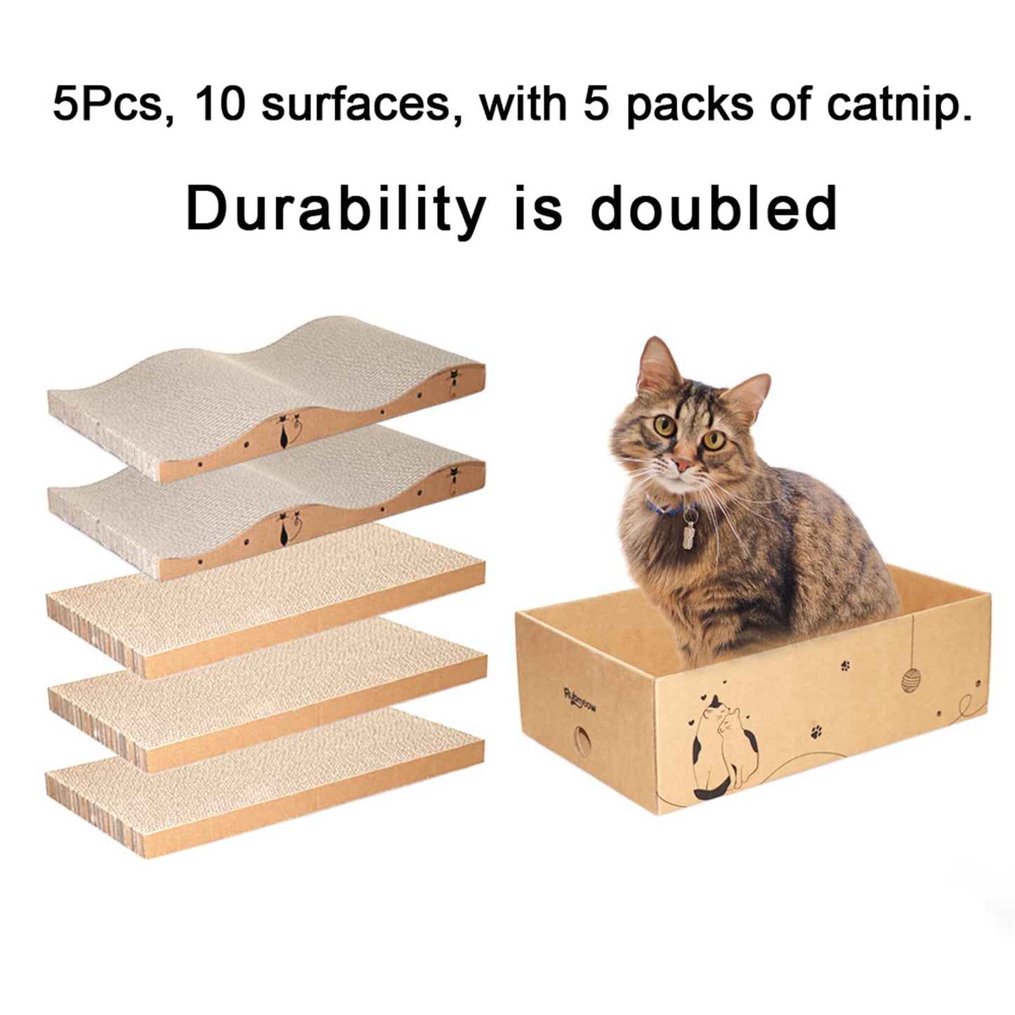 RUBMEOW Rascador de Cartón para Gatos (Caja de 5 piezas)