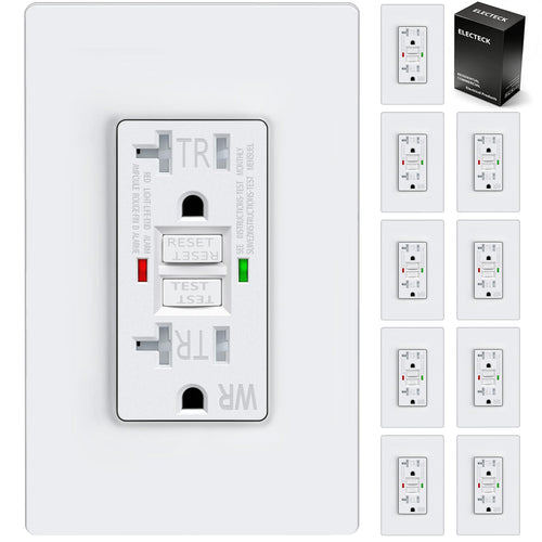 ELECTECK Tomacorrientes GFCI de 20 Amperios (Paquete de 10 / Blanco)
