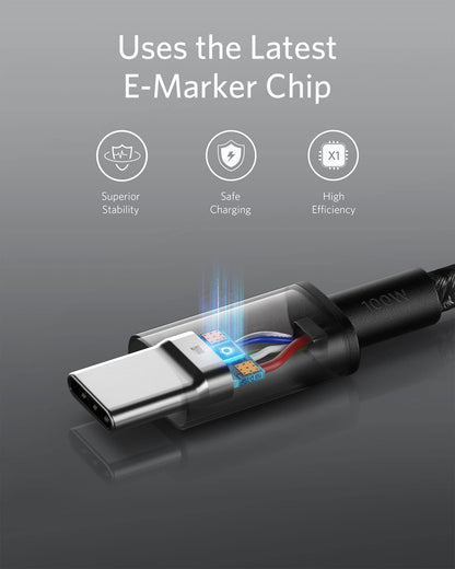 Anker Cable Cargador Rápido USB C a USB C (Paquete de 2 / 6 FT / Negro)