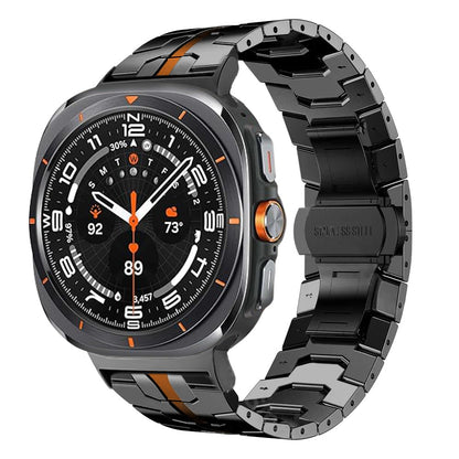 WONJOY Correa de Metal de Repuesto para Samsung Galaxy Watch Ultra 47mm (Negro y Naranja)