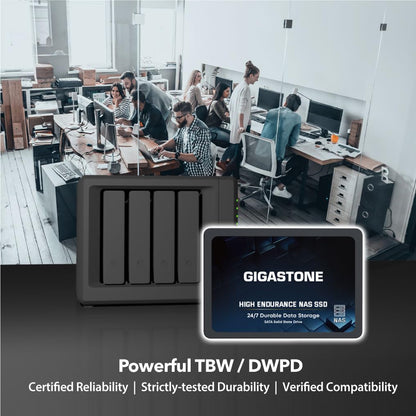 Gigastone 【NAS Certified】 High Endurance SSD 4TB (4-Pack) Up to 530MB/s SLC Caching 24/7 Reliable for Gaming/PC/NAS SSD 5-Year Warranty 2.5" SATA Internal Solid State Drives RAID Disk