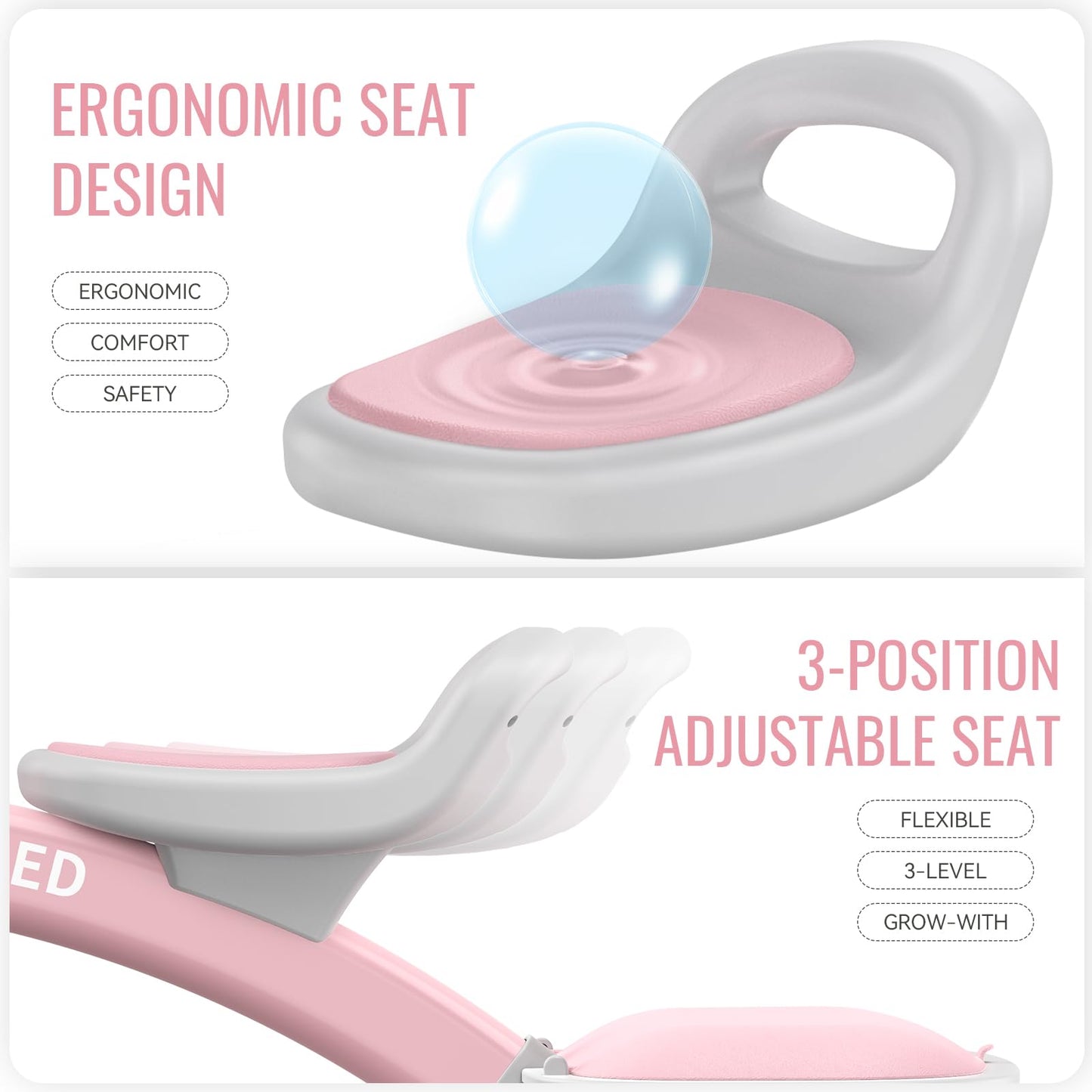 SEREED Triciclo para Niños Pequeños con Iluminación Colorida (Pink)
