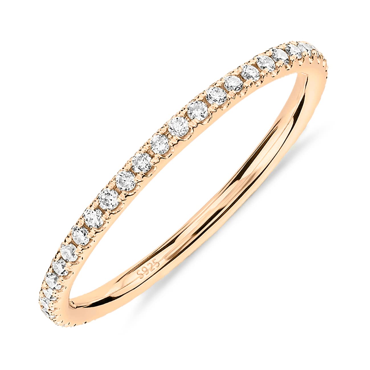 PAVOI Anillo Apilable de Plata 925 Bañado en Oro 14K (Talla 7)