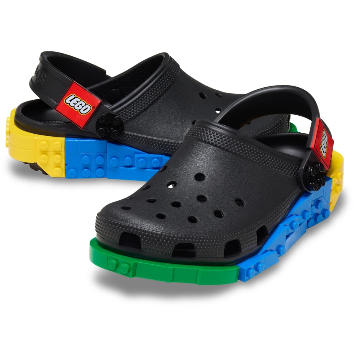 Crocs Unisex-Adult Classic LEGO System Clogs, LEGO Shoes for Women and Men, Black