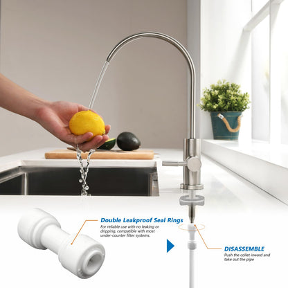 WEWE Grifo de Agua Potable para Fregadero (Níquel Cepillado)