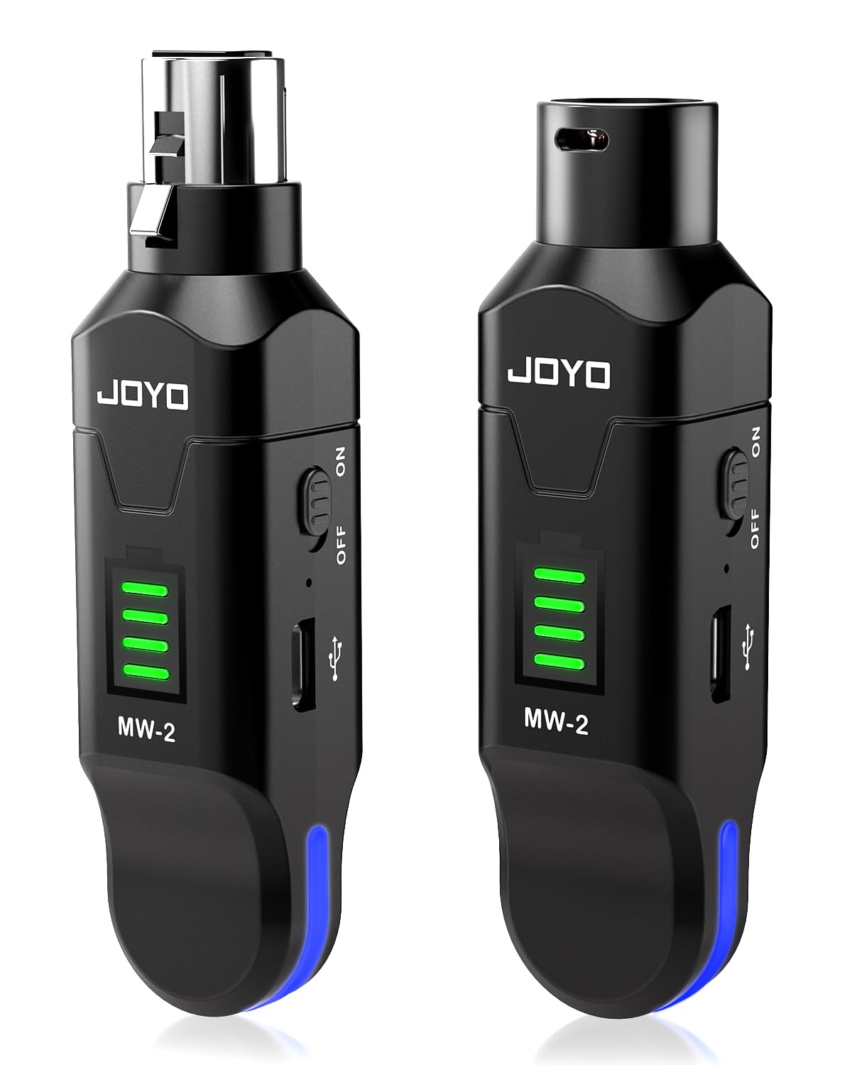 JOYO 2.4GHz Wireless Microphone System 4-Channel XLR Transmitter & Receiver Dynamic/Phantom-Powered Condenser Plug-on Adapter for PA Systems, Live Sound, Audio Mixer, Church, Studio (MW-2)