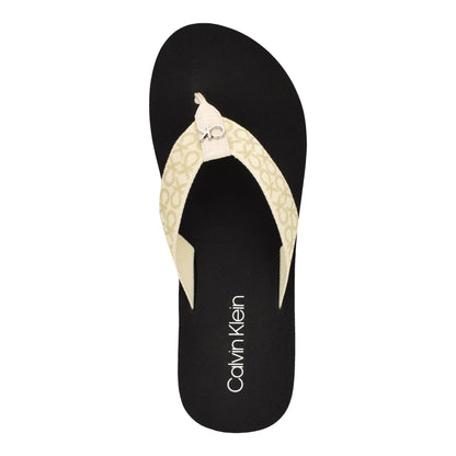 Calvin Klein Women's Caluha Flip-Flop, Ivory Logo 150