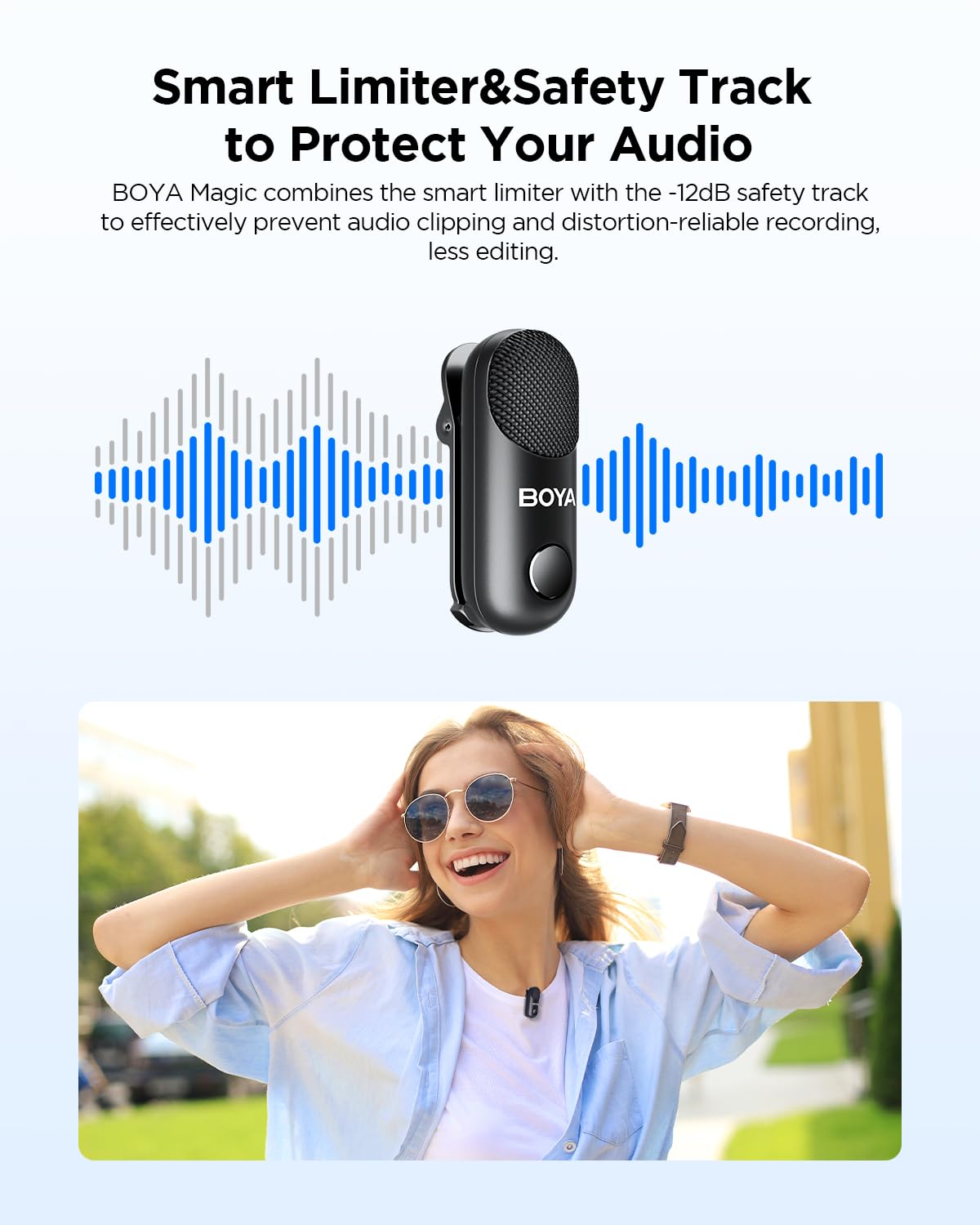 BOYA Magic-02 Wireless Lavalier Microphone, 30Hrs Battery,328FT Los Range,Safety Track&Limiter,4-in1 Mini Lapel Wireless Mic for Android iPhone Camera Laptop PC, Ai Noise Reduction for TikTok YouTube