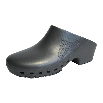 CALZURO Classic Work Clogs Without Holes - Unisex Nursing Clogs - Non Slip Shoes - Autoclavable Rubber Kitchen Shoes for Women and Men - Metallic Grey