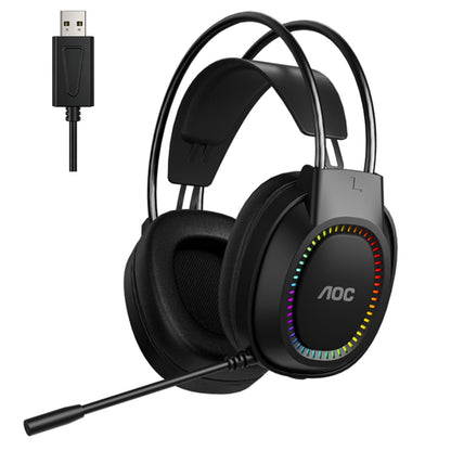 AOC Wired Gaming Headset with Mic, USB Gaming Headphone with Stereo Sound for PC/Laptop/PS4/PS5, 50mm Drivers RGB Corded Headphones for Game/Work/Music, ACG2500