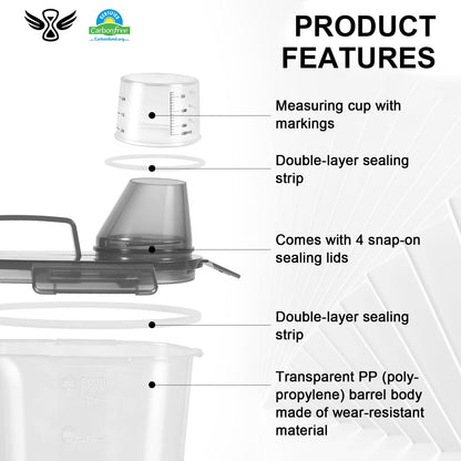 LEAWALK Contenedor de Almacenamiento de Comida para Mascotas (3 Qt / Negro Transparente)