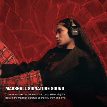 Marshall Major V On-Ear Wireless Bluetooth Headphones - Black