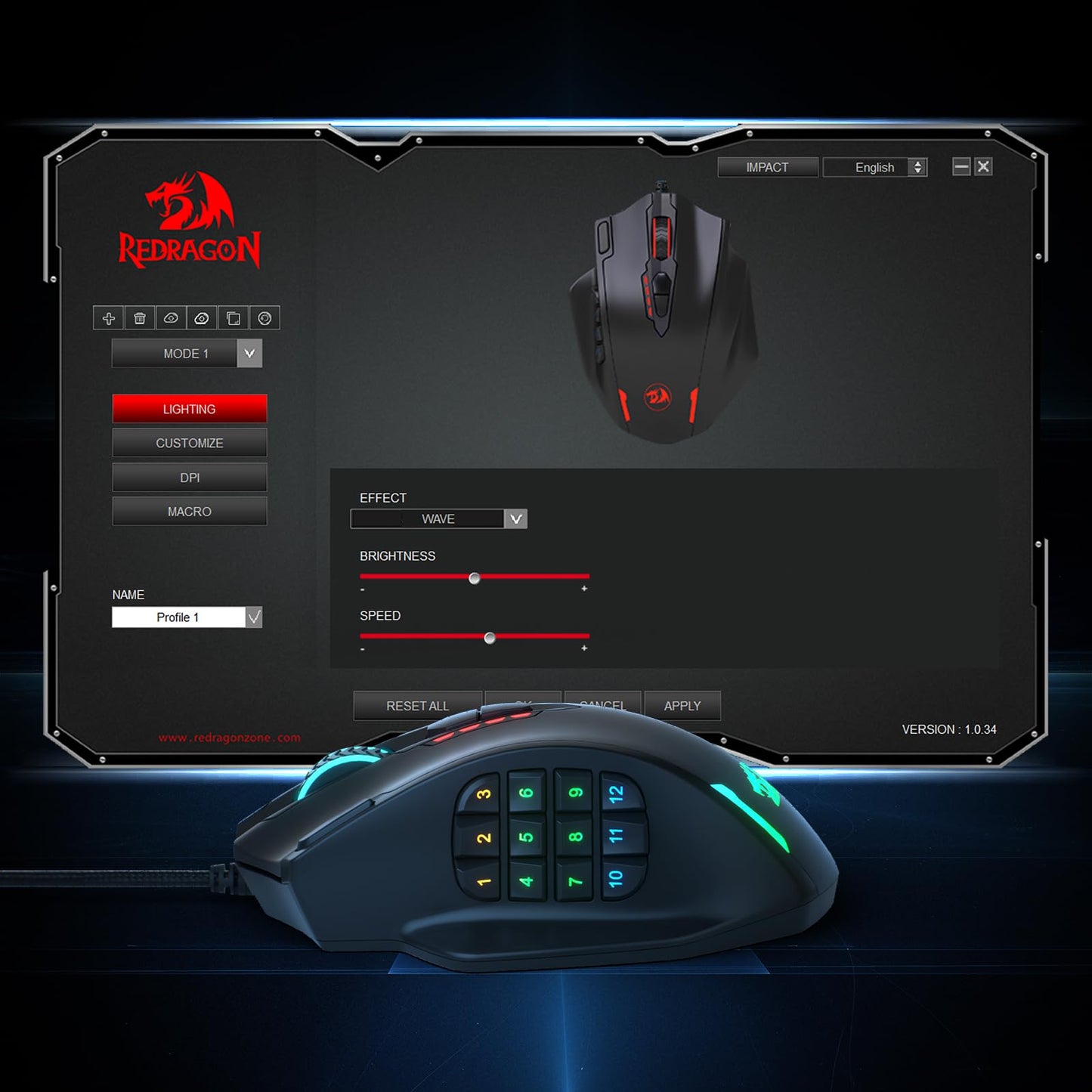 Redragon Ratón para Juegos M908 Impact RGB LED