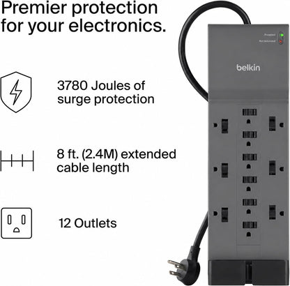 Belkin Regleta Protectora contra Sobretensiones de 12 Salidas (Cable de 8ft)