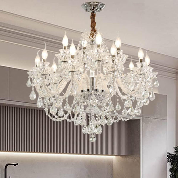 Durahonn Candelabro de Luces de Cristal Transparente (12 Luces)