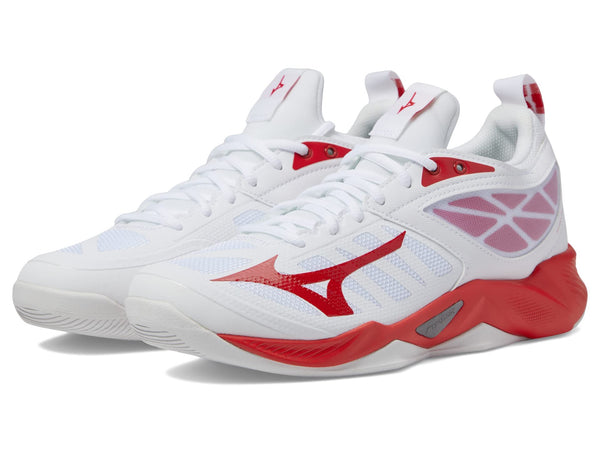 Mizuno Women's Wave Dimension Volleyball Shoe, White-Red