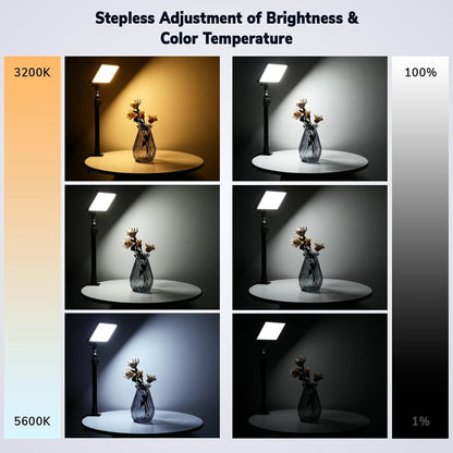 Dazzne 2Pack Streaming Key Light, LED Video Light Dimmable Bi-Color 3200-5600k Video Conference Lighting with Gooseneck Tubes Desk Light for Stream/Podcast/Gaming/Zoom Meetings/Broadcast/YouTube