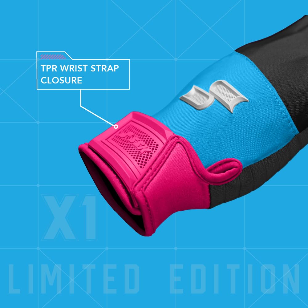 SSK X1 Color Rush Guantes de Bateo de Béisbol para Adultos (Talla XL / Azul Marino y Rojo)